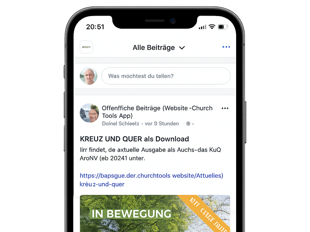 Handy-Bildschirm mit ChurchTools App