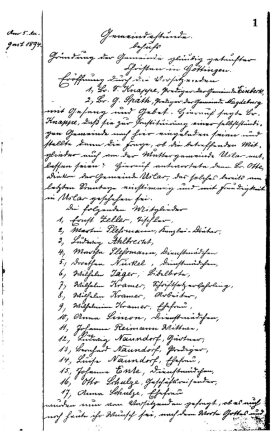 Gründungsprotokoll Baptistengemeinde Göttingen